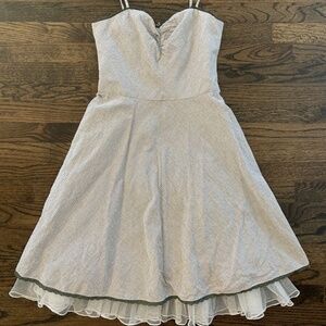 City Triangles White Grey Stripe Summer Fit And Flare Dress Women Junior Size 3